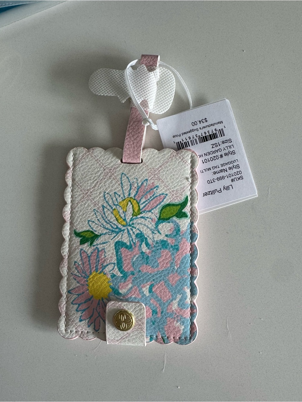 Lilly Pulitzer Pink and White Scalloped Luggage Tag
